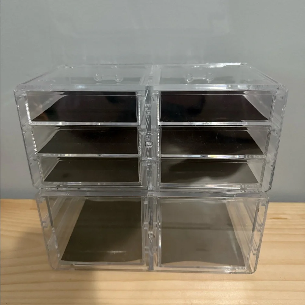 Sleek Acrylic Makeup Organizer with Black Detailing